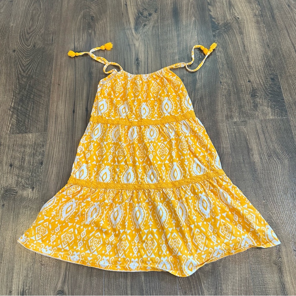 GUC BTWEEN Girl's Boho Dress, Dark Yellow & White, Size: 12